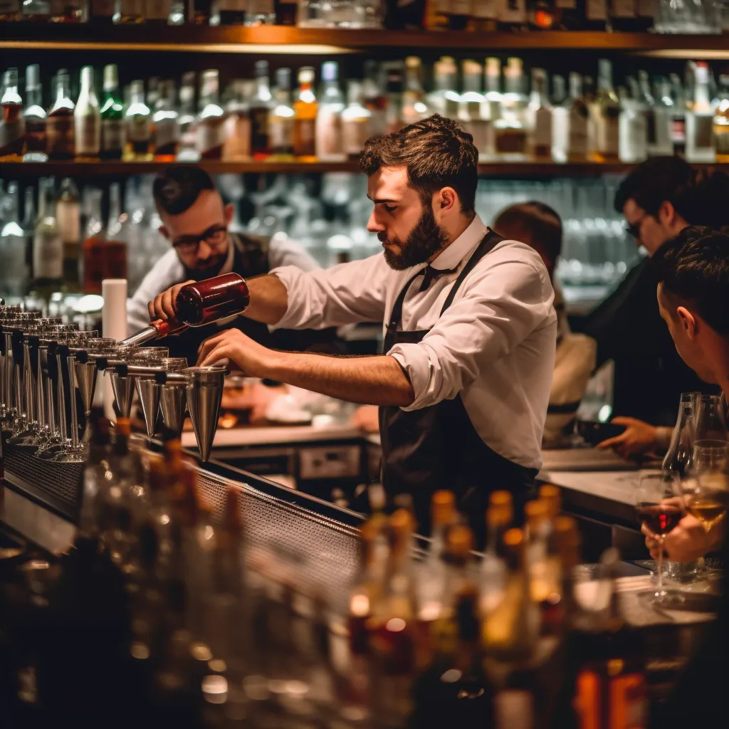 Bartender preparando un cóctel, representando un negocio de hostelería enfocado en la rentabilidad con IA.