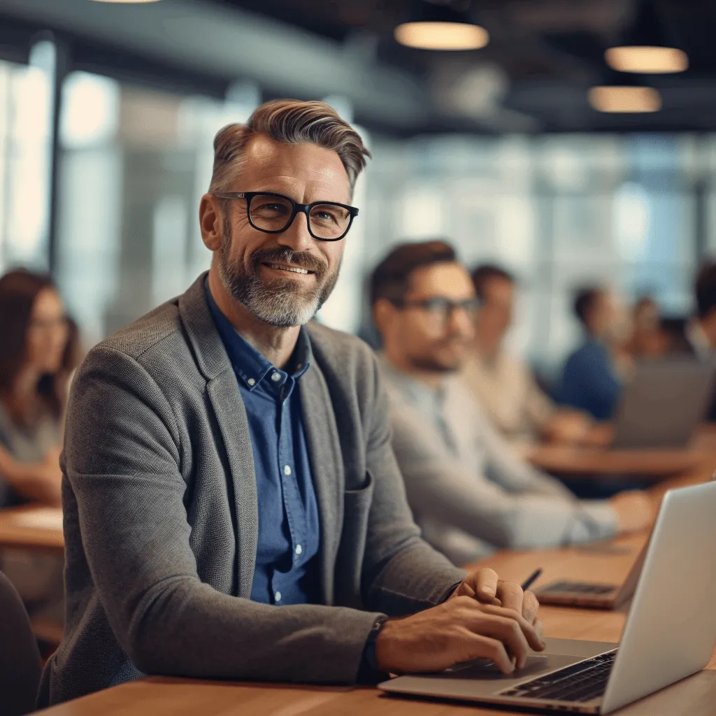 Empresario del sector turístico asistiendo a un curso de formación en Inteligencia Artificial de Inteltur.